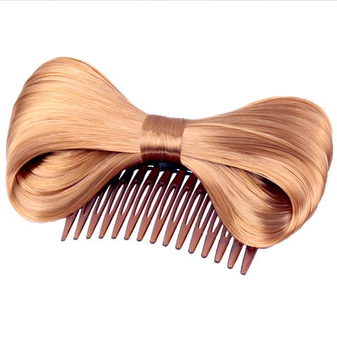 Bow Hair Extension Bowknot Brown Comb Clip Fashion Hairpiece Party