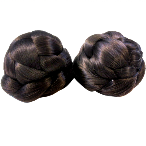 Braided Odango Wig Buns Dark Brown