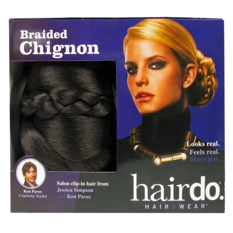 Jessica Simpson Hairdo Braided Chignon Clip In On Bun Hair Dark Brown